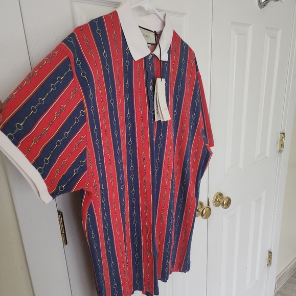 Gucci Horsebit Chain Print Logo Polo Shirt - Picture 5 of 8